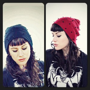 Emery Wearing Spiked Beanies
